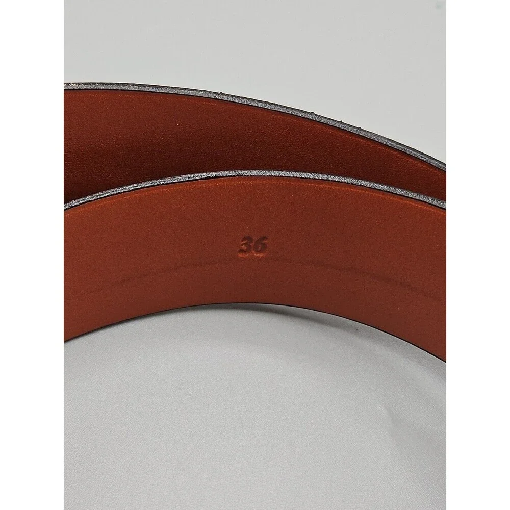 Elk Skin Brown Leather Belt Size 36 USA Handmade Brass Buckle 1-5/16